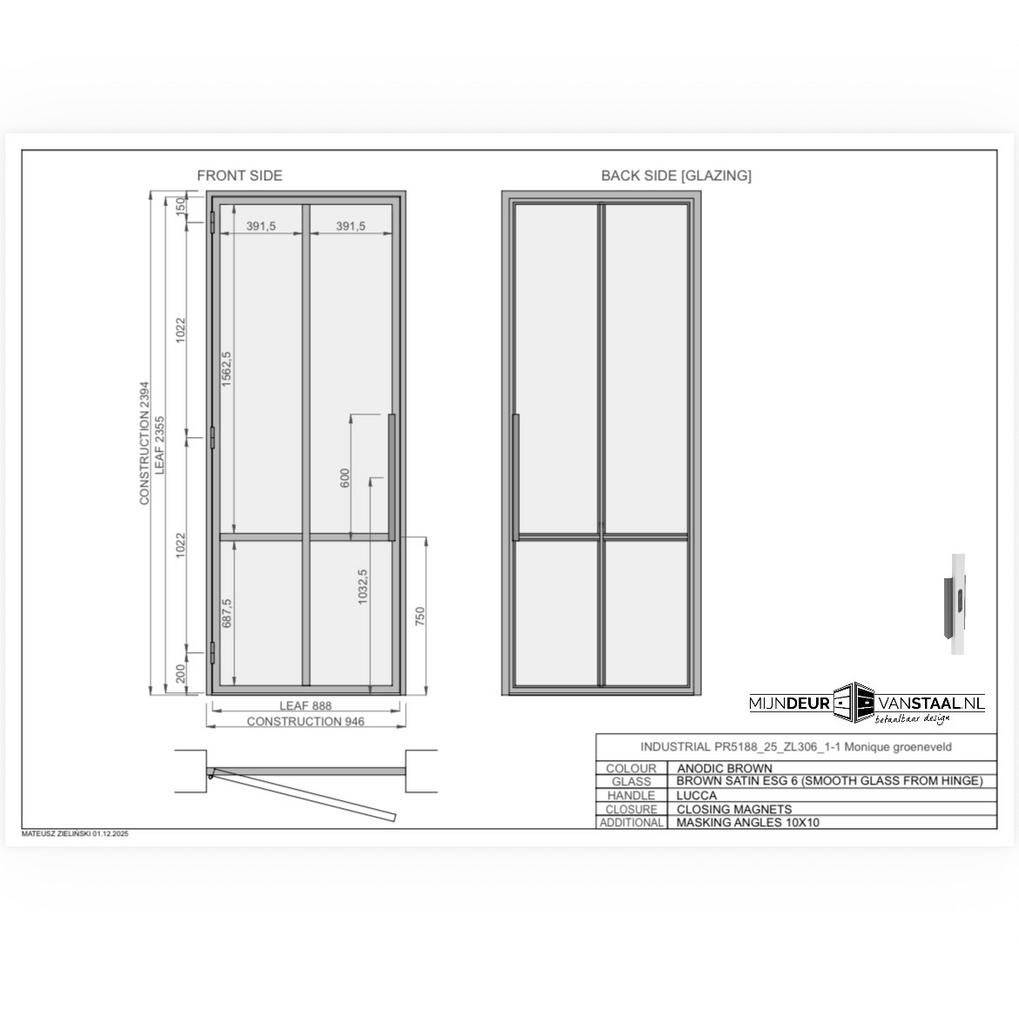 Te koop nieuwe stalen deur, Doe-het-zelf en Verbouw, Deurkozijn, Zo goed als nieuw, Metaal, Ophalen
