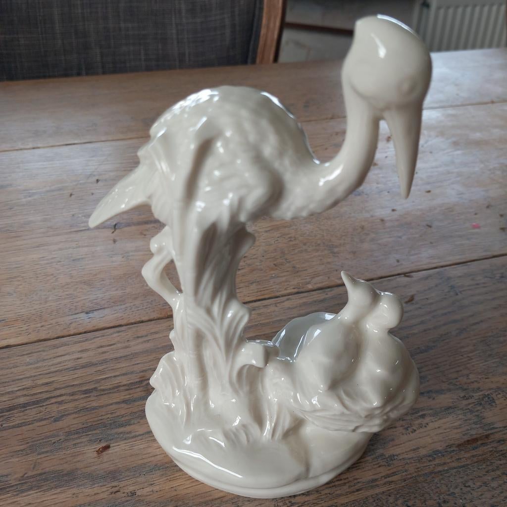 Vintage porseleinen ooievaar beeldjePorcelana Italy, Ophalen of Verzenden