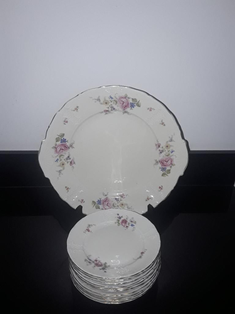 Oud Mosa barok gebakstel pioenroosje, Verzenden