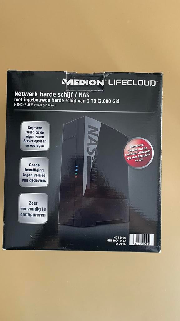 Medion Lifecloud 2TB NAS - nieuw, Computers en Software, NAS, Nieuw, Ophalen of Verzenden