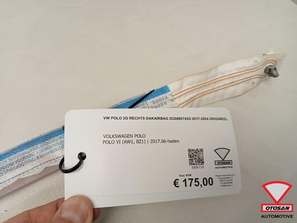 VW Polo 2G Rechts Dakairbag 2GS880742G 2017-2024 Origineel, Volkswagen, Volkswagen AG, Nieuw, Berliner Ring 2
38440  Wolfsburg, DE