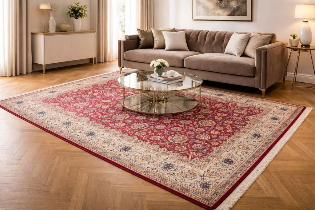 Vintage handgeknoopt perzisch tapijt kashan 398x312, Info@SlatsAntiek.nl, Perzisch, 200 cm of meer, Ophalen of Verzenden