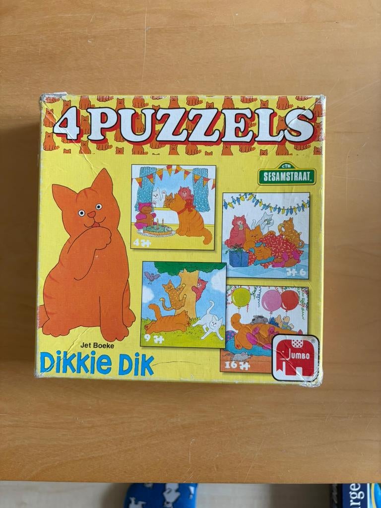 Dikkie Dik 4 puzzels, Ophalen of Verzenden, 10 tot 50 stukjes, Gebruikt