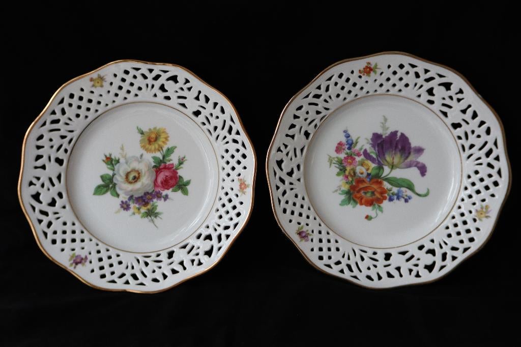 Vintage Dresden Schumann sierborden set van 2, Ophalen of Verzenden