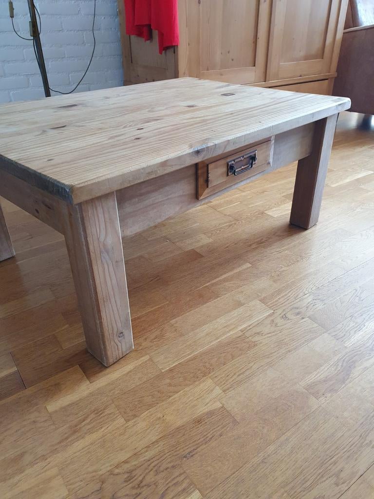 Grenen salontafel met lade, Huis en Inrichting, Tafels | Salontafels, Gebruikt, 100 tot 150 cm, Minder dan 50 cm, Grenenhout