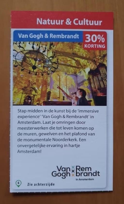 Van Gogh & Rembrandt 30% korting maximaal 4 personen, Tickets en Kaartjes, Drie personen of meer, Kortingskaart