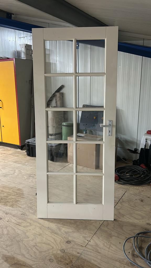 Opdekdeur met glazen ruitjes, Ophalen, Gebruikt, 80 tot 100 cm, Binnendeur