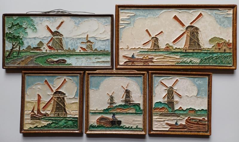 5 Cloisonne tegels van de porceleyne fles, Antiek en Kunst, Ophalen of Verzenden