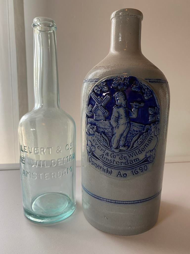 Kruik en fles Levert & Co - De Wildeman jenever Amsterdam, Ophalen of Verzenden, Zo goed als nieuw, Overige typen
