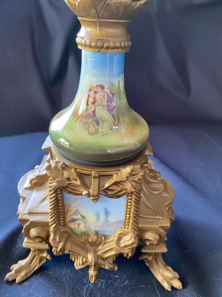 Antieke Franse Vazen met Bronzen Montuur en Porselein, Ophalen of Verzenden