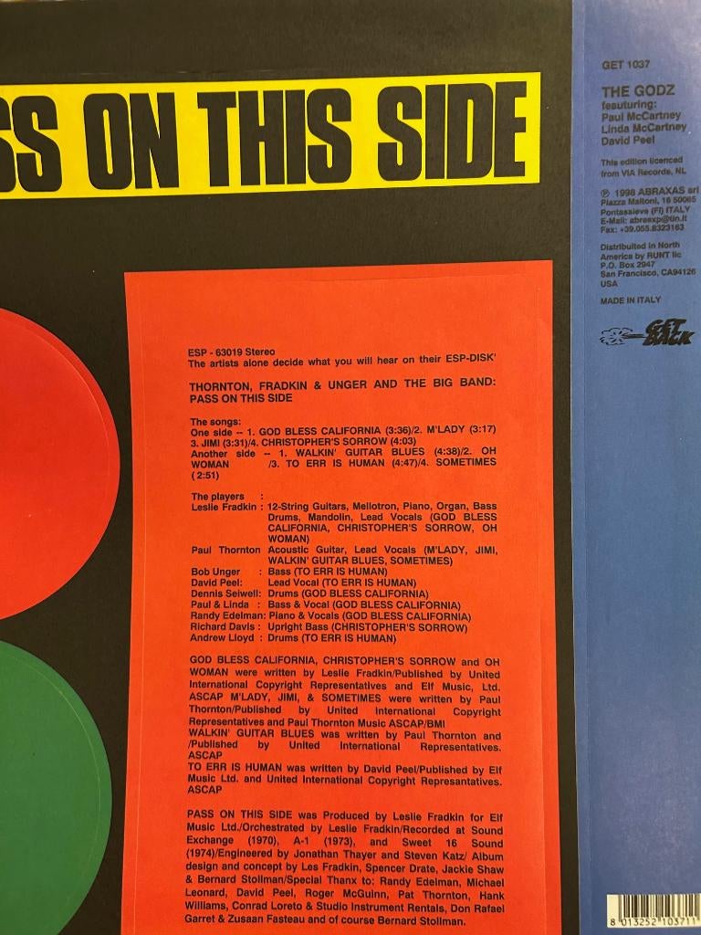 Thornton, Fradkin & Unger: Pass on this side (Paul McCartney, Cd's en Dvd's, Ophalen of Verzenden, Zo goed als nieuw, 12 inch