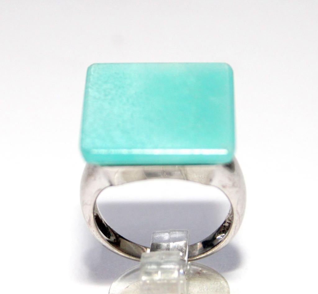 Schitterende Sterling Zilver Amazoniet Ring, Ophalen of Verzenden, Zilver, Ring, Met edelsteen