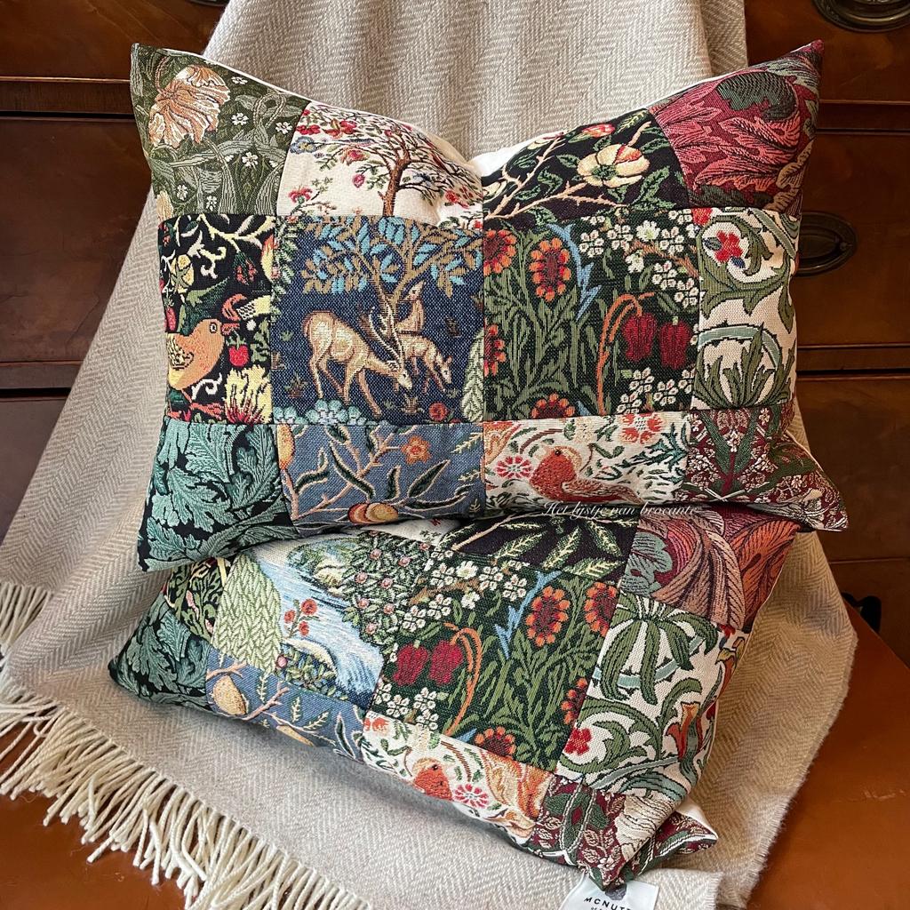 Handgemaakte woonkussen SET William Morris Gobelin Patchwork, Huis en Inrichting, Woonaccessoires | Kussens, Westdijk 41 3241 GT Middelharnis