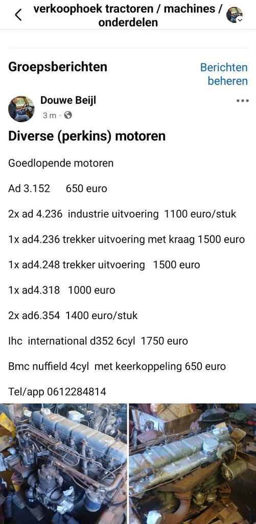Dieselmotoren div perkins ihc bmc, Ophalen of Verzenden