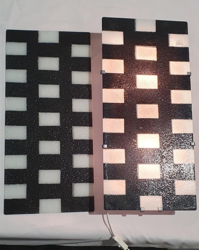 Set 2 vintage gyllen ikea wandlampen zwart wit, Ophalen, Zo goed als nieuw, Glas, Zweeds design nineties