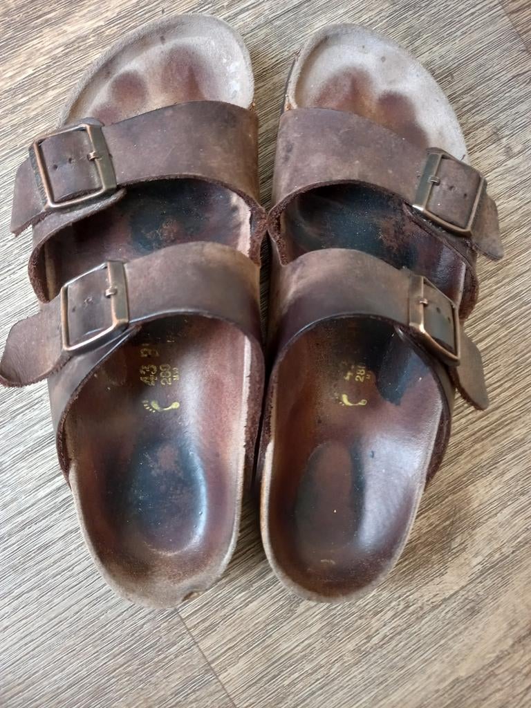 Birkenstock Arizona slippers 43 veel gedragen bruin leer, Kleding | Dames, Schoenen, Ophalen of Verzenden, Bruin