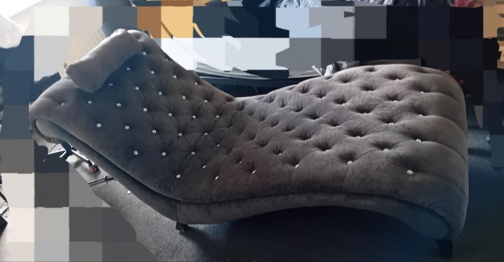 Loungebank donkergrijs met steentjes - Kuka, Gebruikt, Eenpersoons, Ophalen of Verzenden, Minder dan 150 cm