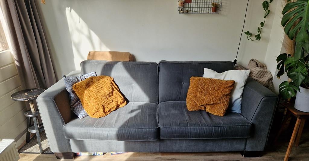 Grijze bank, gratis ophalen!, Ophalen, Gebruikt, Stof