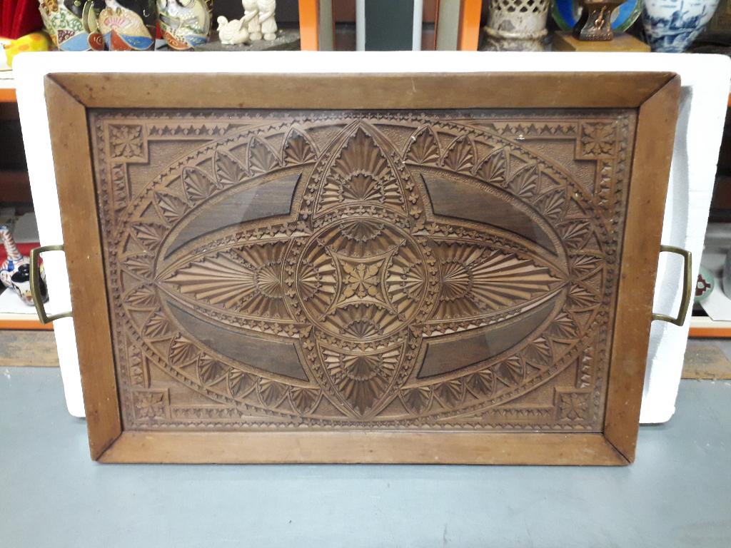 ANTIEKE HOUTEN FRIESE KERFSNEDE DIENBLAD afm : 50 X 32 cm, Ophalen of Verzenden