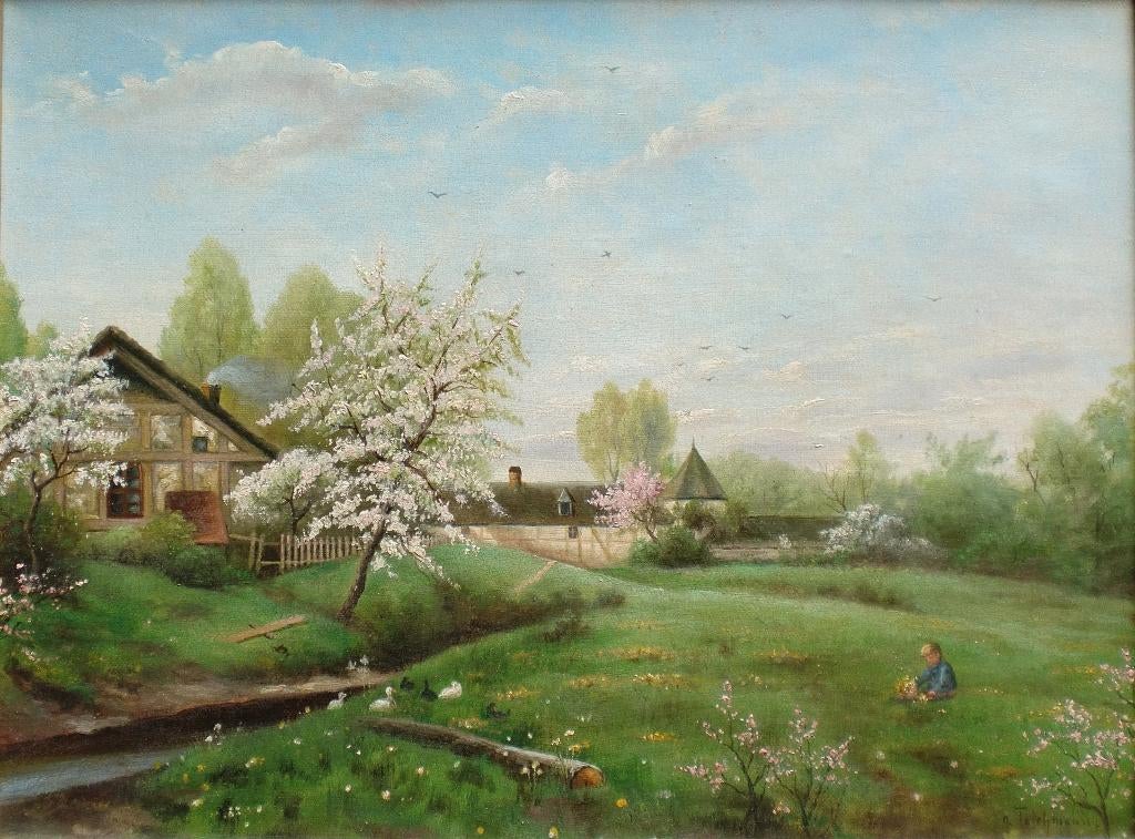 Landschap schilderij – J. Teichmann, Duitsland 1910–1940, Ophalen of Verzenden
