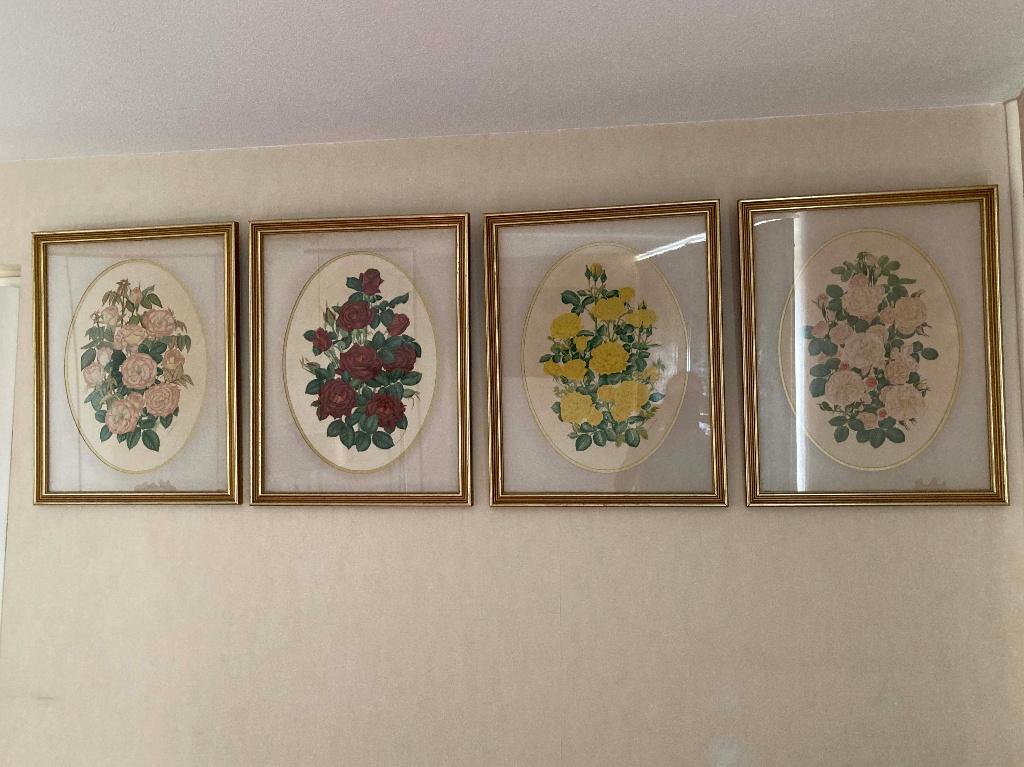 4 gesigneerde Rozen-litho’s van Joanna A. Lowe - certificaat, Ophalen