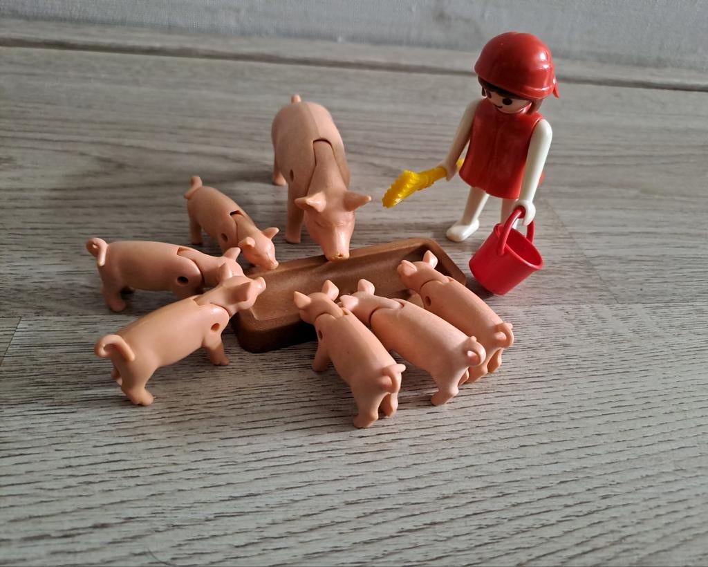 Vintage speelset 1985 Playmobil 3566 boerin met varkens boer, Ophalen of Verzenden, Zo goed als nieuw, Complete set