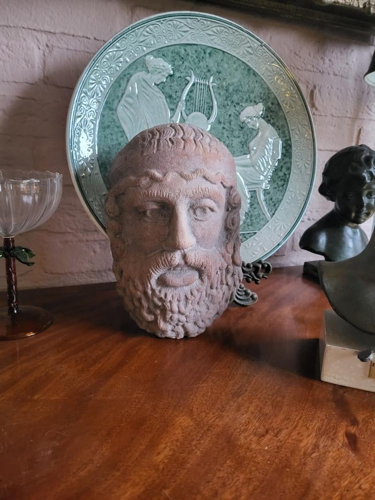 Terracotta plaster van het gezicht van Zeus, Ophalen of Verzenden