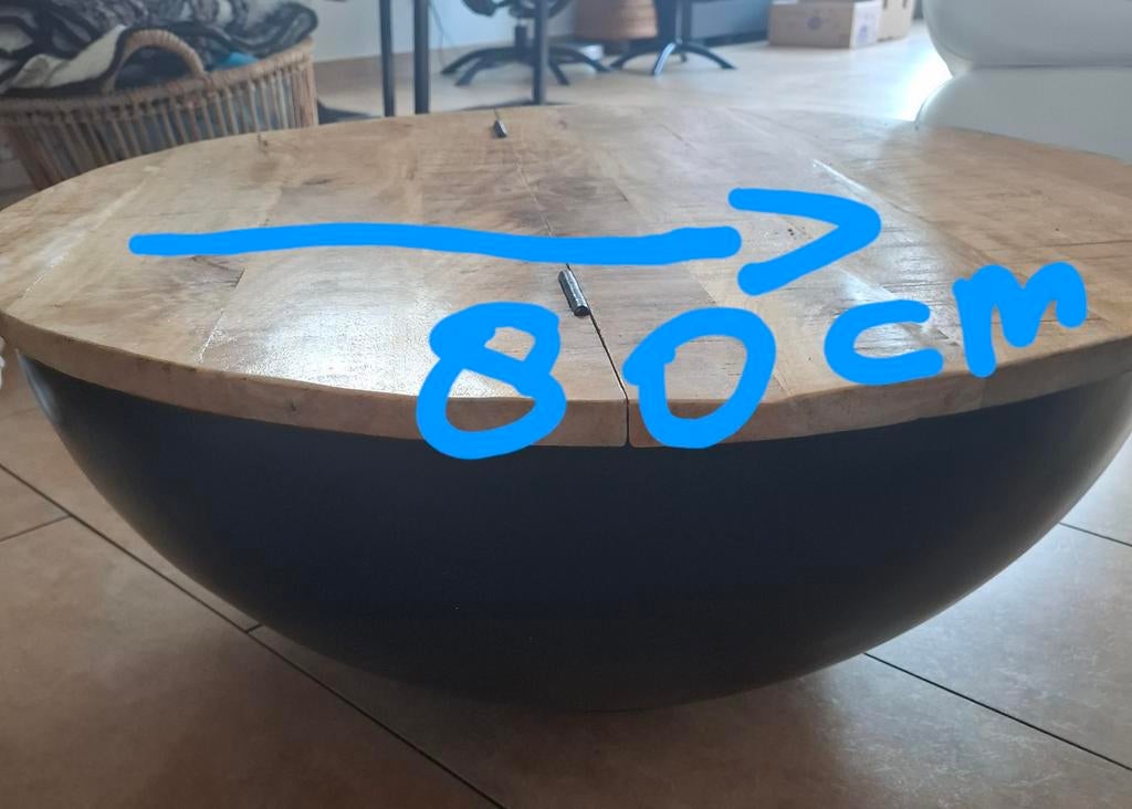 Ronde salontafel met opbergruimte, 80cm doorsnee, Huis en Inrichting, Tafels | Salontafels, Ophalen of Verzenden