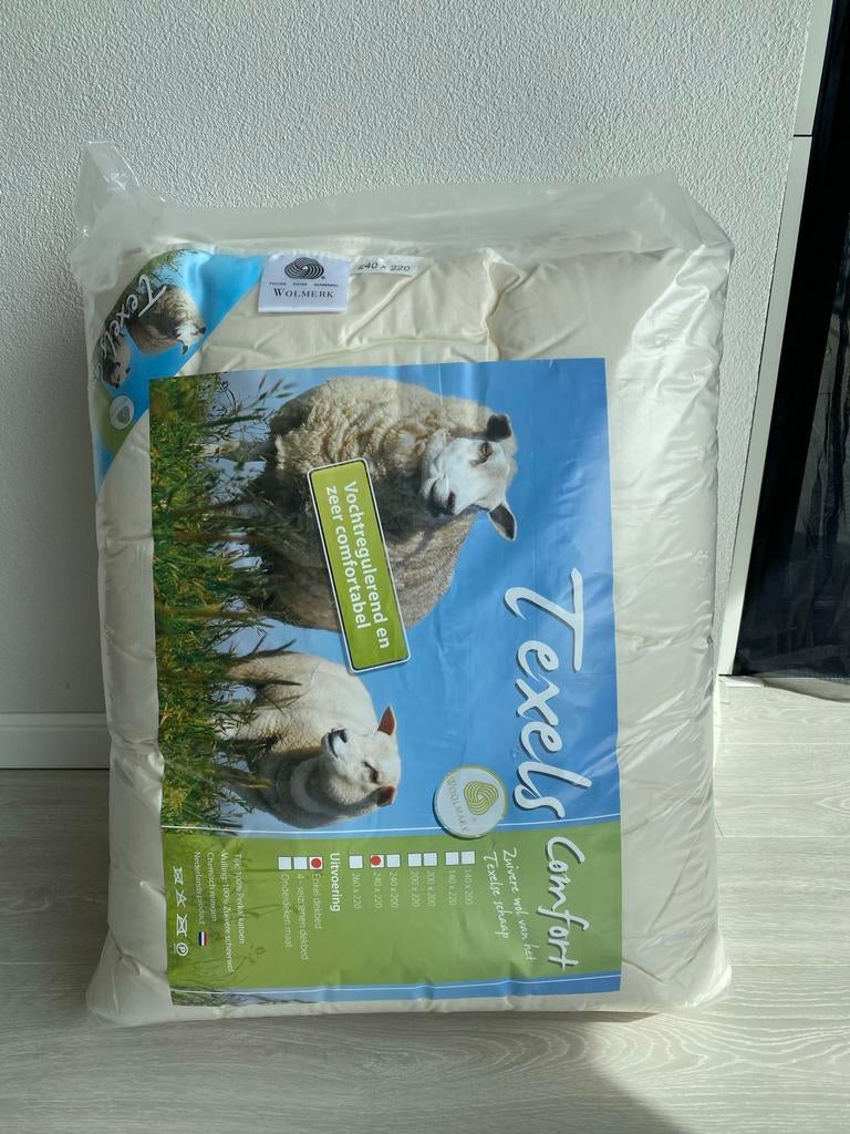 Texel wol enkel dekbed 240x220, Wit, Ophalen of Verzenden, Deken of Dekbed, Nieuw
