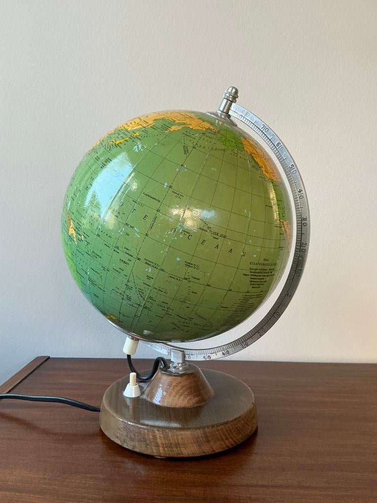Mooie oude Globe met licht, Ophalen of Verzenden, Gebruikt