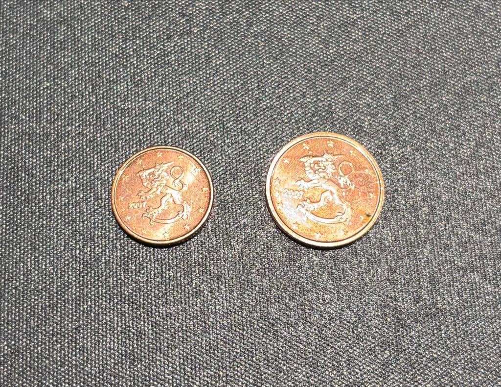 Finse 1 en 2 euro cent munten 2007 - Fraaie staat, Ophalen of Verzenden, Finland, Overige waardes, Setje