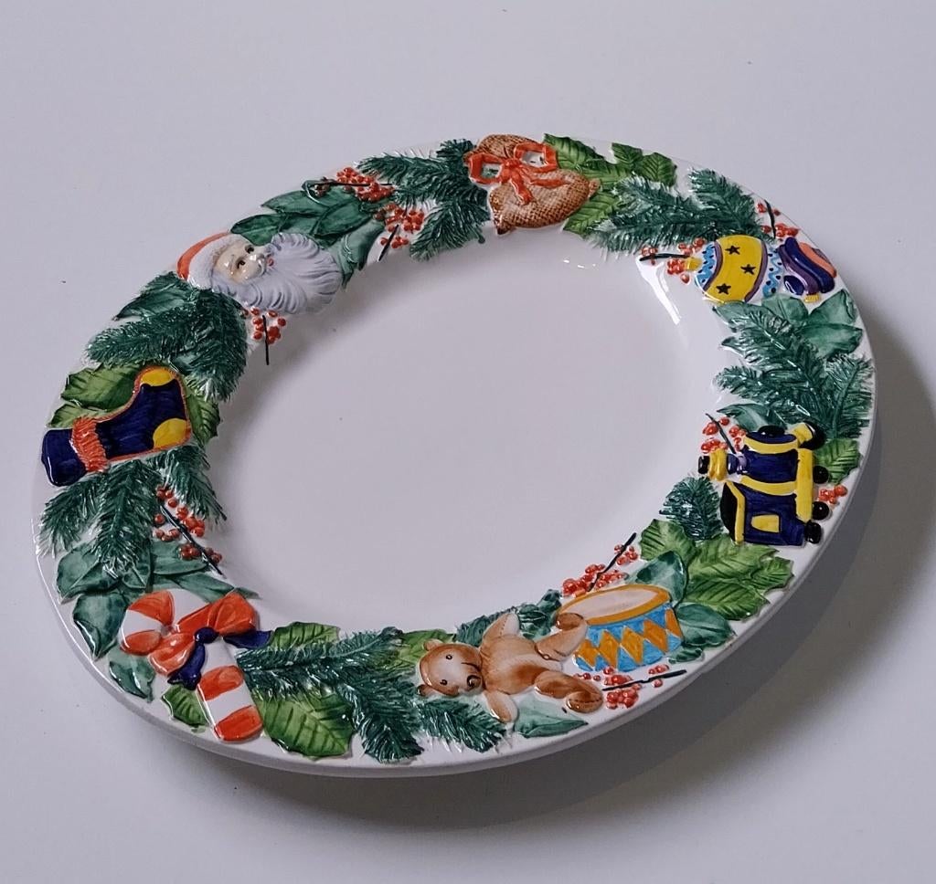 Keramische kerstmis serveerschaal uit Italië, Ophalen of Verzenden, Nieuw