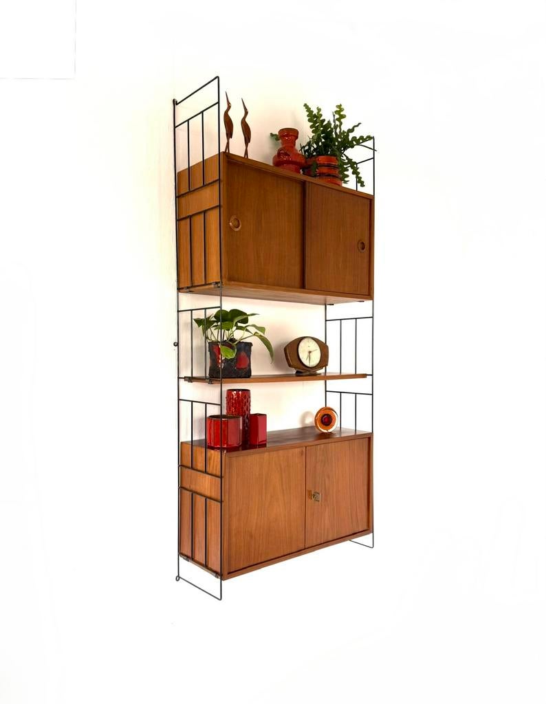Vintage modulair wandsysteem, WHB Germany ‘60, Huis en Inrichting, Kasten | Wandmeubels, Teakhout, Met deur(en), Ophalen of Verzenden