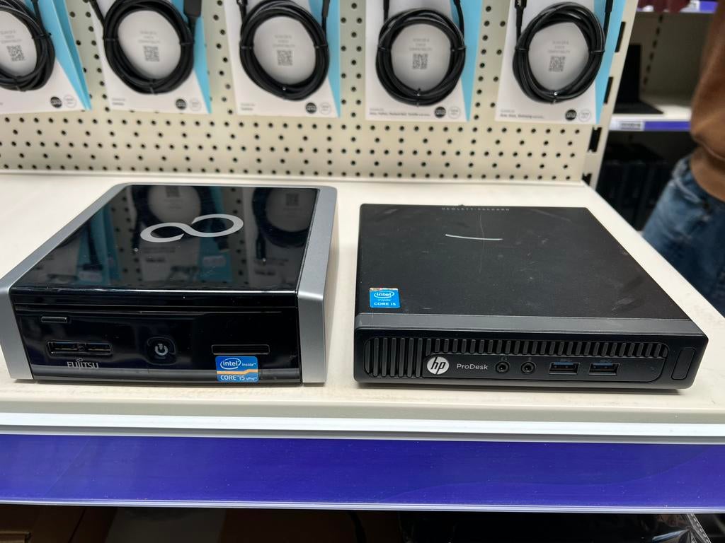 2x Mini PC - Fujitsu en HP - i5 - 8GB - 120GB SSD, Computers en Software, Desktop Pc's, Ophalen, Gebruikt, SSD