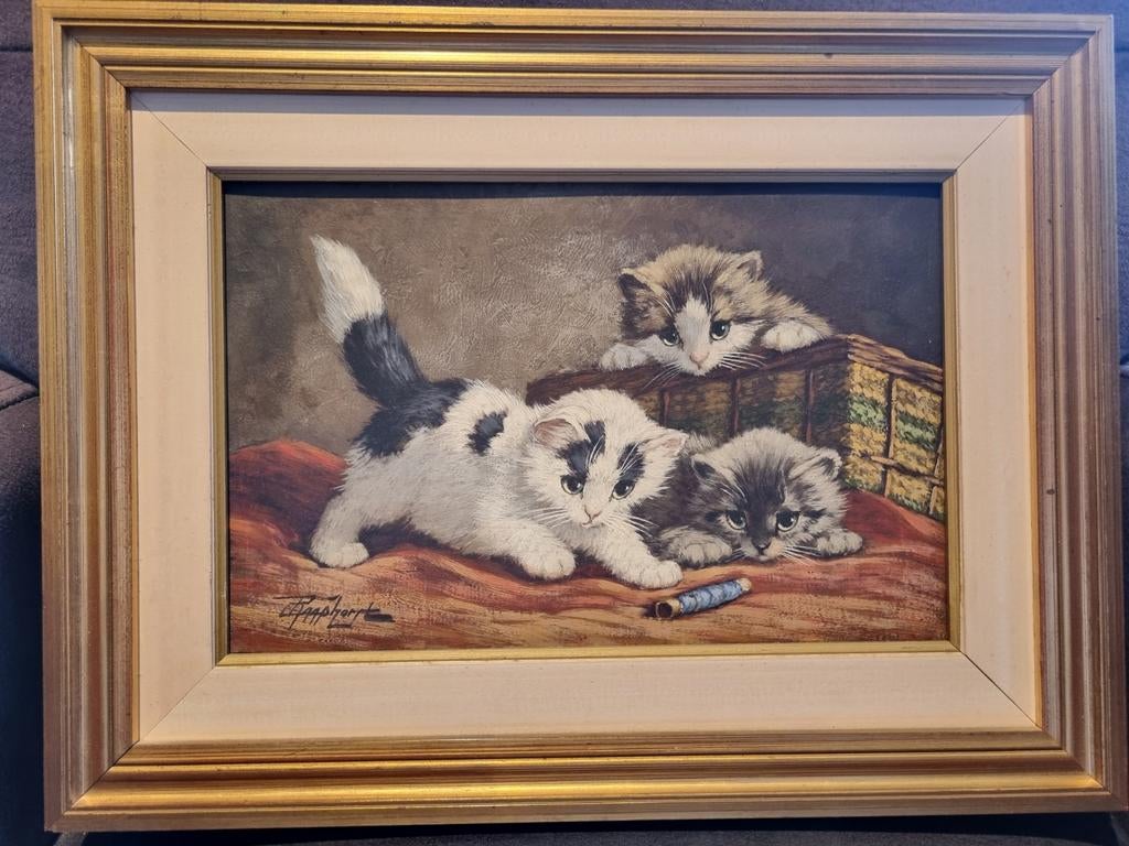 Schilderij Cornelis Raaphorst - Poesjes, Antiek en Kunst, Ophalen