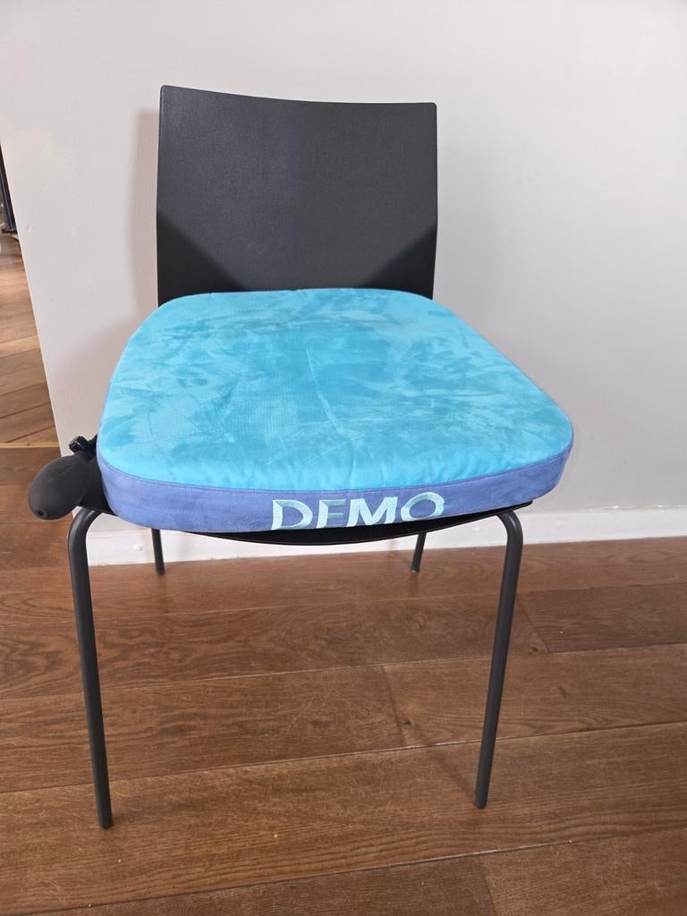 Zwart stoel met blauw zitkussen, Huis en Inrichting, Stoelen, Ophalen of Verzenden