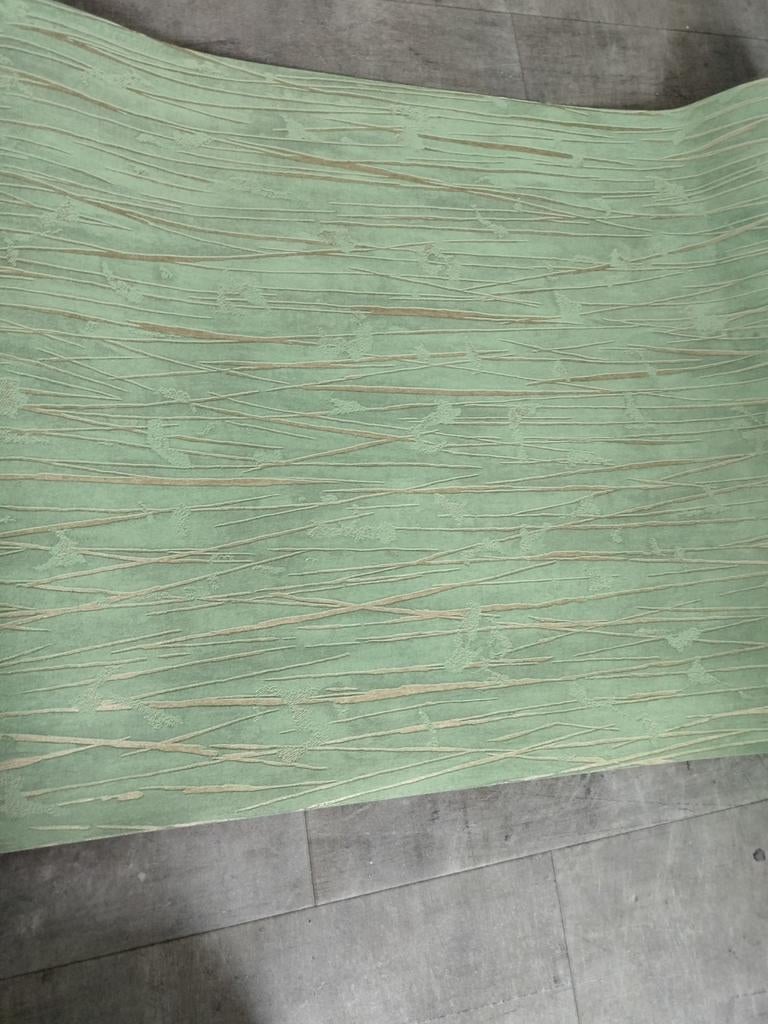 Groen behang met gouden strepen - 5 rollen, Ophalen, Minder dan 10 m², Groen