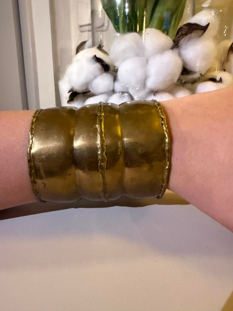 Antieke Vintage messing armband, vintage brass cuff stijl, Ophalen of Verzenden, Gebruikt, Goud, Overige materialen