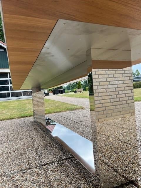 2328. Design tafel / Perdoncin / rvs, Ophalen, 100 tot 150 cm, Rechthoekig, Nieuw