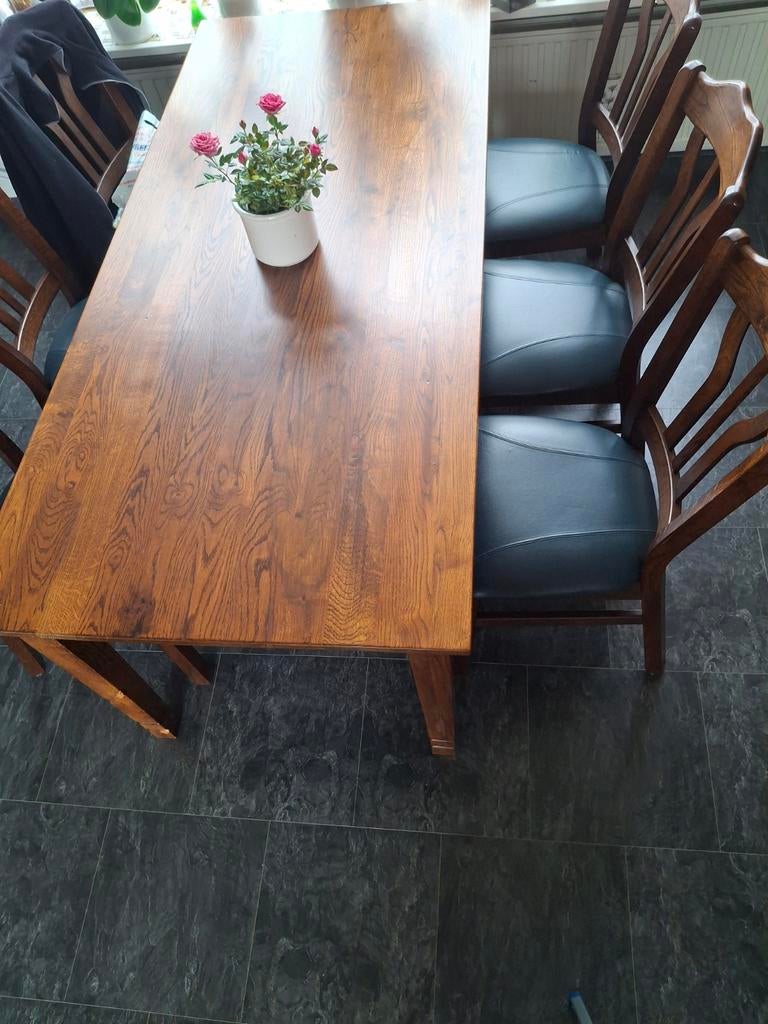 Houten Eettafel met Stoelen, Ophalen, 100 tot 150 cm, Klassiek, 150 tot 200 cm