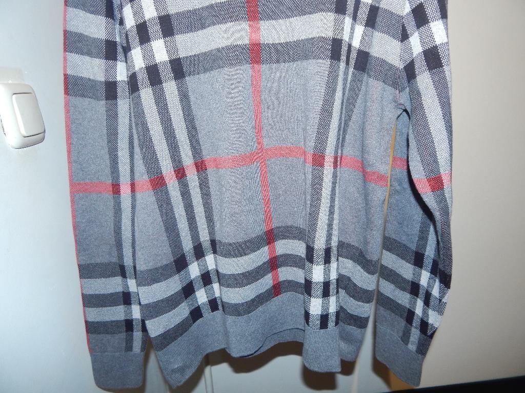 Burberry gebreide trui helemaal in grote ruit mt M, Zo goed als nieuw, Grijs, Burberry, Verzenden