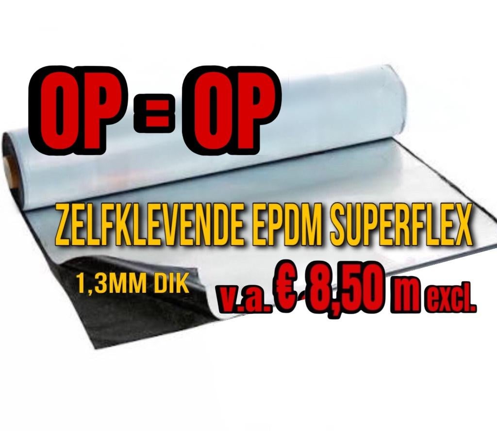 EPDM 1,3mm dik | Zelfklevend 1.50m Breed € 8,50m excl., Ophalen, Overige materialen, Zwart, Nieuw