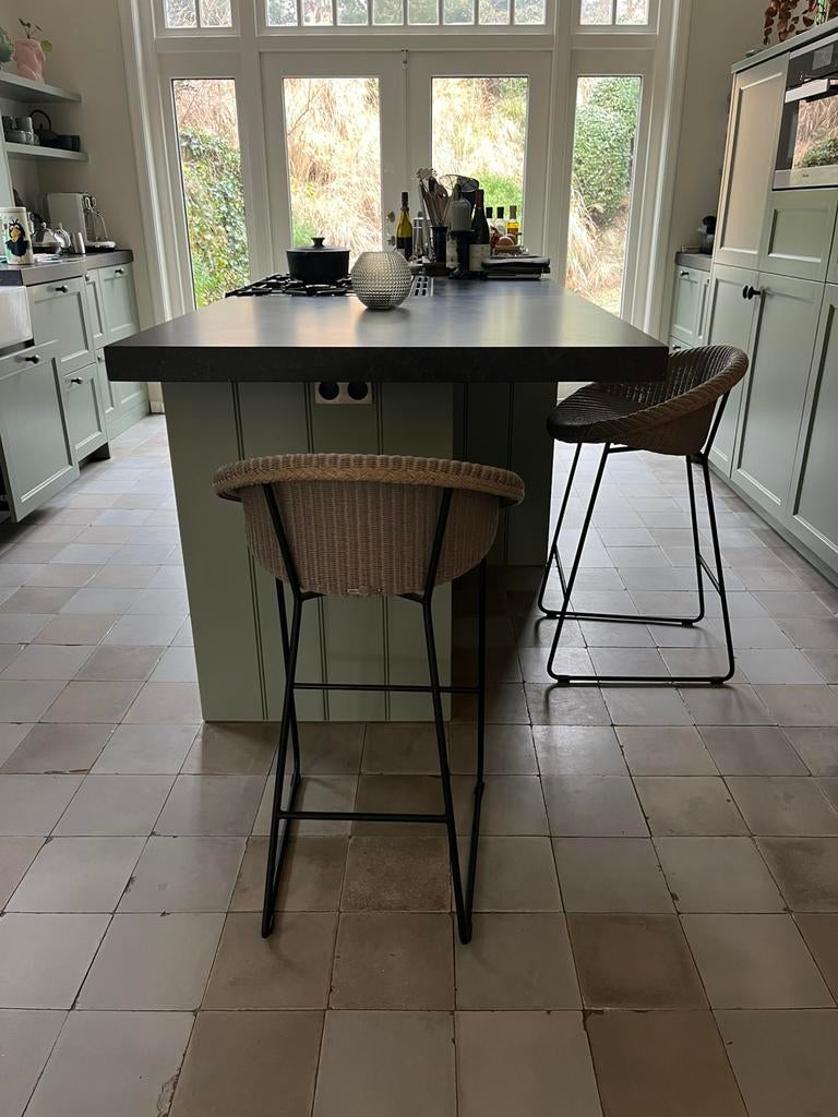 Vincent Sheppard barkrukken grijs - Set van 2, Huis en Inrichting, Ophalen, Metaal, Gebruikt, Met voetsteun