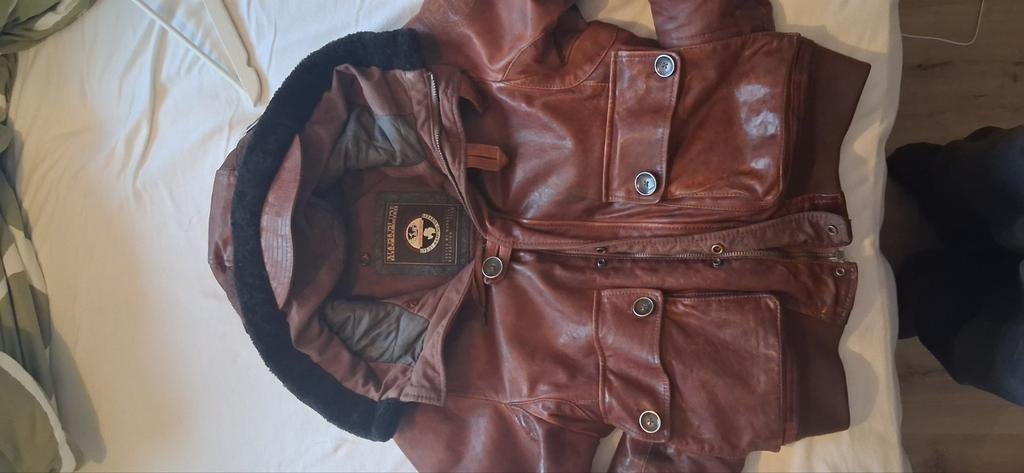 Napapijri vintage oud piloten jack, Bruin, Maat 48/50 (M), Ophalen of Verzenden, Napapijri