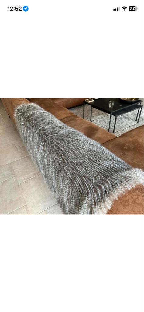 Plaid van nep struisvogelveren.leuk om over je bank te doen, Ophalen, Zo goed als nieuw