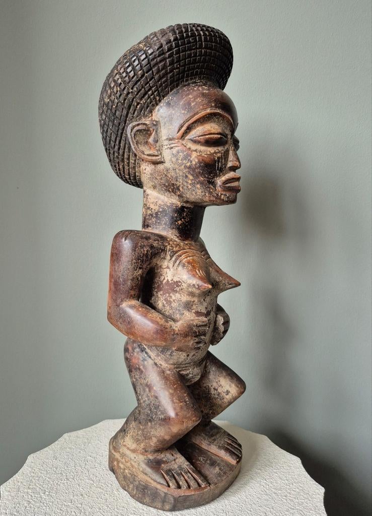 Zeer fraai antiek Baule beeld uit ivoorkust 47.5 CM, Ophalen of Verzenden