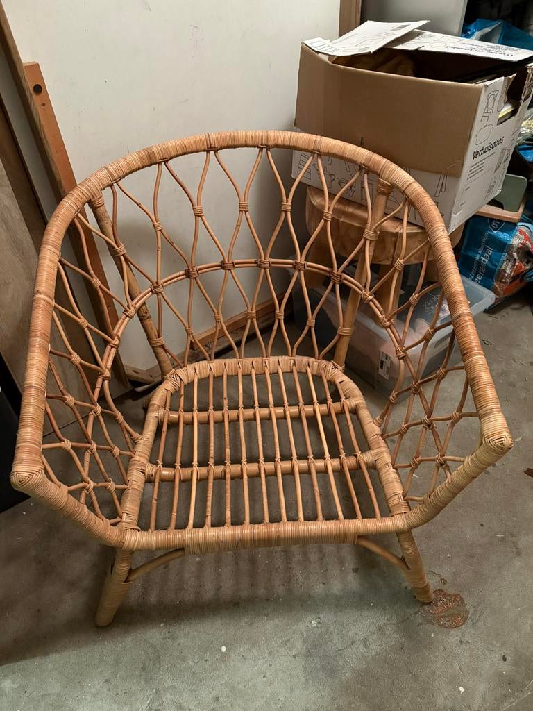 Ikea Stockholm fauteuil ZONDER KUSSENS, Ophalen, Zo goed als nieuw, 50 tot 75 cm, Riet of Rotan