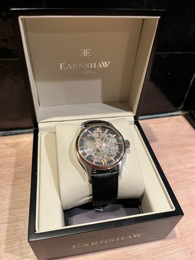 Thomas earnshaw skeleton bauer, Overige merken, Leer, Staal, Polshorloge