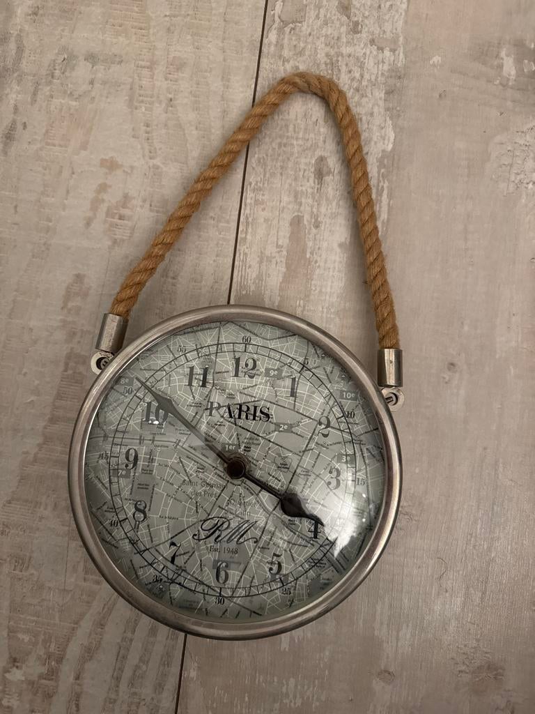 Riviera Maison Wandklok Paris, Ophalen, Zo goed als nieuw, Analoog, Wandklok