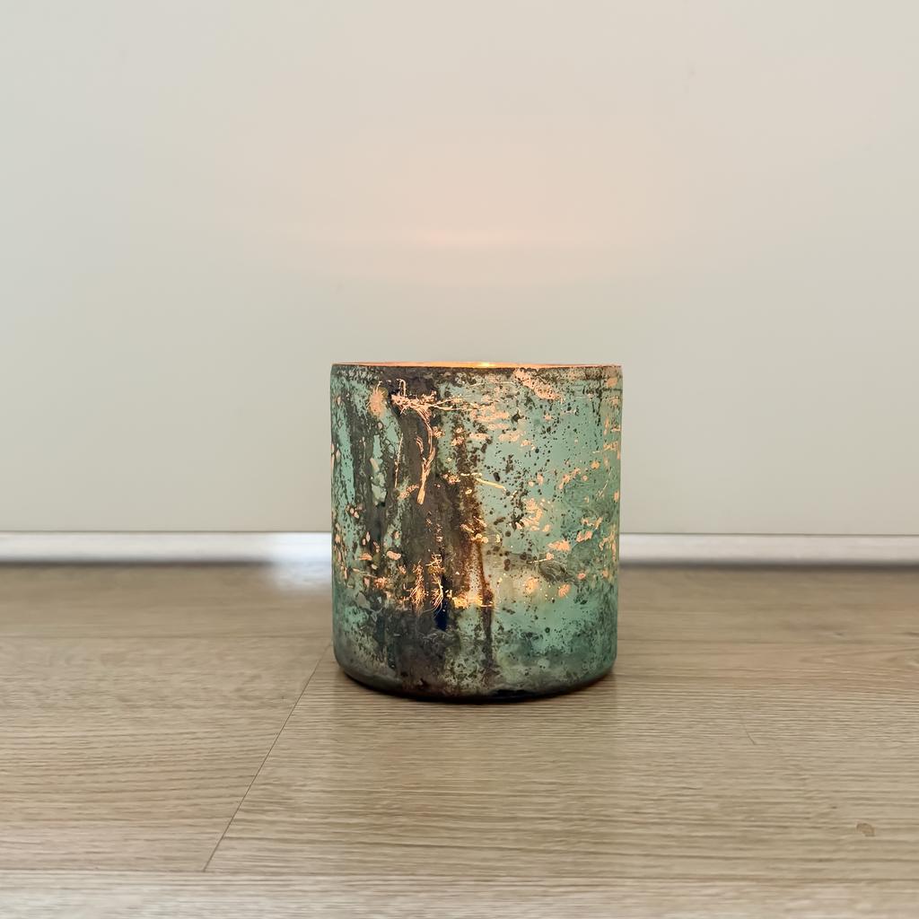 Pomax theelichthouder groen/blauw/metallic/goud Ø10 cm, Ophalen, Overige materialen, Zo goed als nieuw, Groen